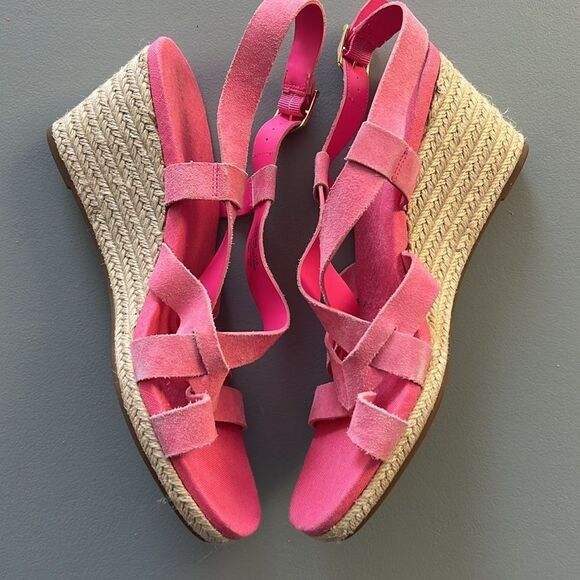 New Cole Haan Crystal Wedge Leather Espadrille Strap Sandal Size 11B - Picture 6 of 10